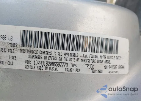 2008 Dodge Ram 1500 Slt z USA, uszkodzony, nr VIN 1D7HU18208S597773
